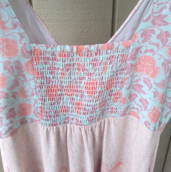 Soft Surroundings Guadalupe Maxi Boho Beach Hawaii Pink Teal Tassle Dres… - Picture 8 of 14